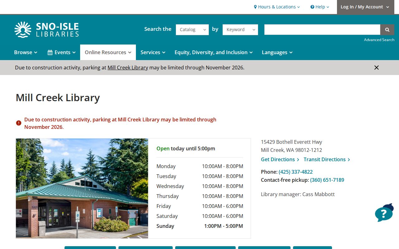 Mill Creek East people directories library access page